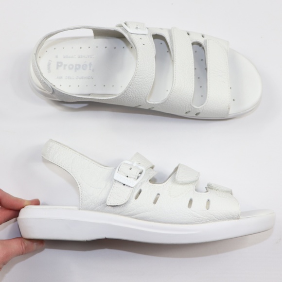 Propet Shoes - Propet White Leather Sandals Walking Shoes